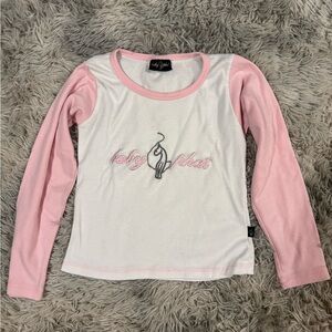 Baby Phat Long Sleeve Shirt in Pink and White